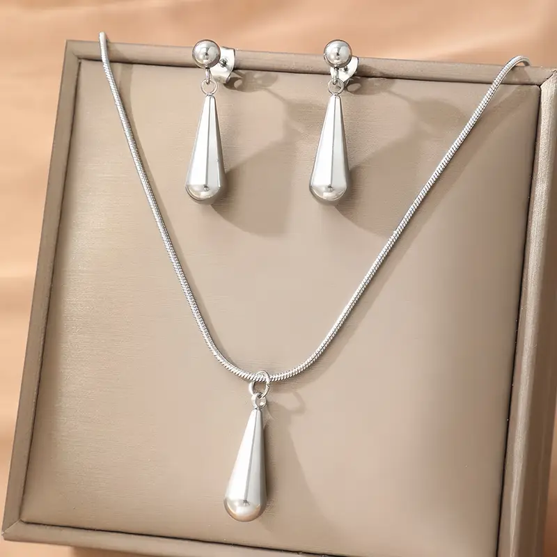 Conjunto de Joyeria Gota de Acero 1 Conjunto de Joyeria Gota de Acero